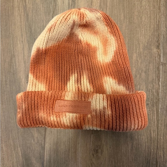Lucky Brand Other - Lucky Brand Orange and Cream Knit Beanie